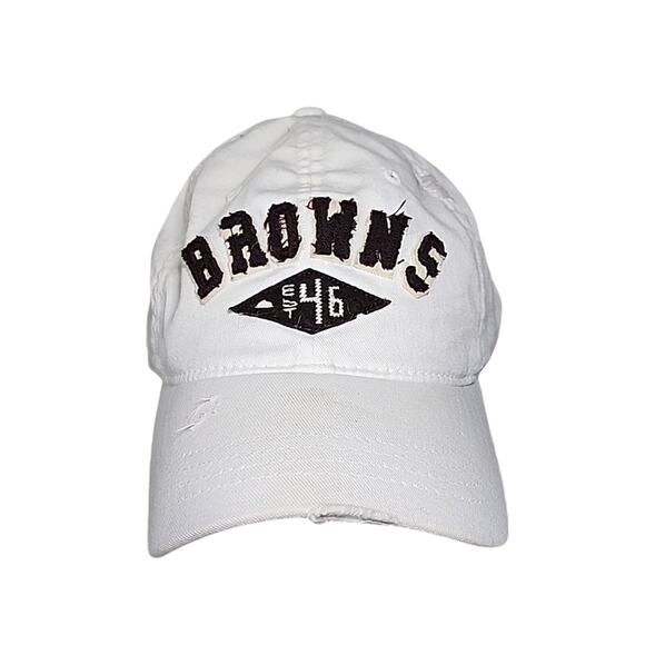 Reebok NFL Cleveland Browns Distressed FlexFit Off White Hat Cap - Picture 1 of 10